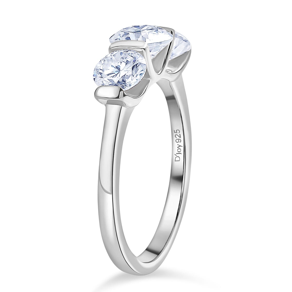D'Joy Moissanite Trilogy Ring in Platinum Overlay Sterling Silver 1.71 Ct. 8421896 4