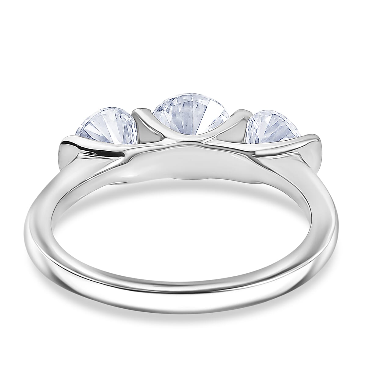 D'Joy Moissanite Trilogy Ring in Platinum Overlay Sterling Silver 1.71 Ct. 8421896 5