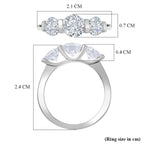 D'Joy Moissanite Trilogy Ring in Platinum Overlay Sterling Silver 1.71 Ct.