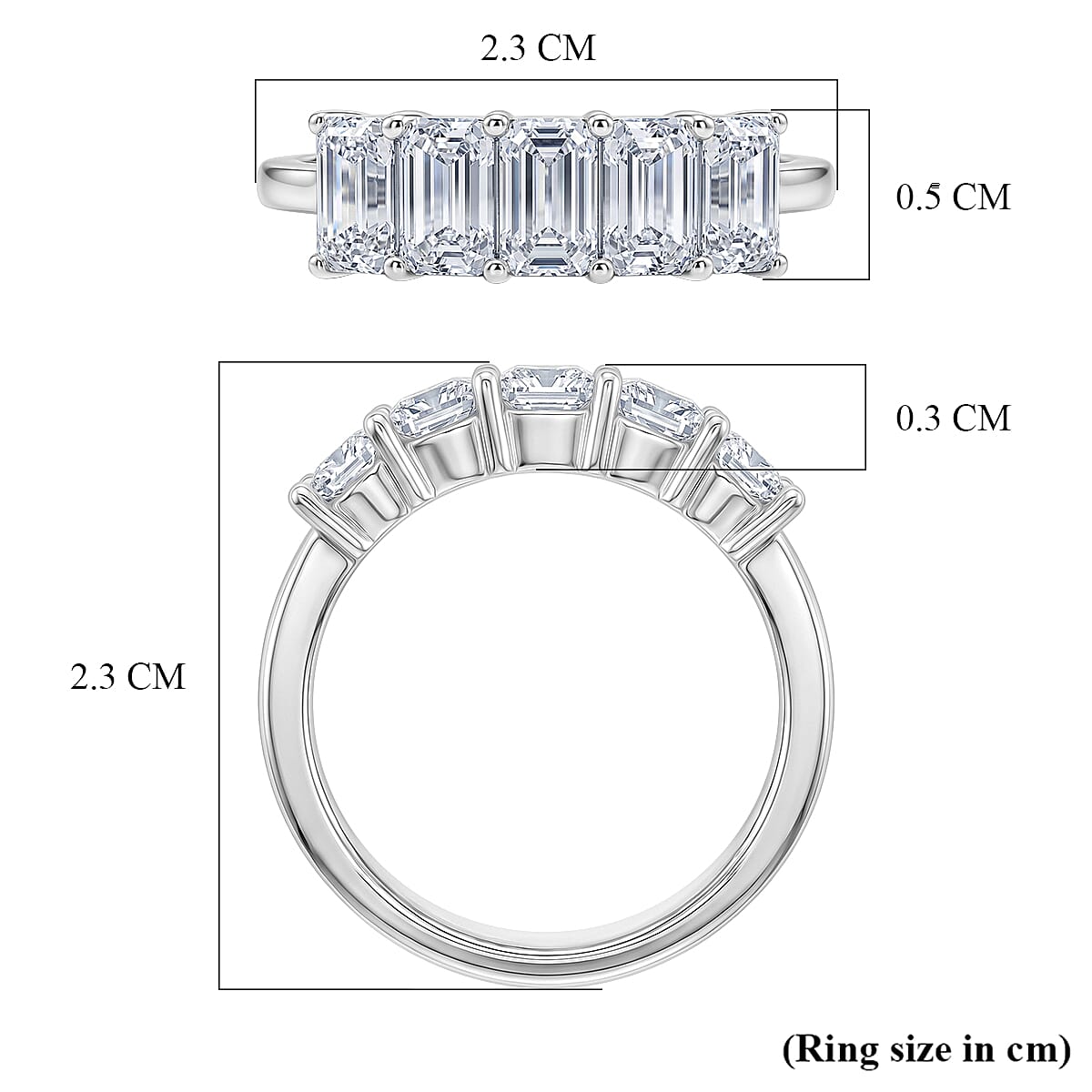 D'Joy - Moissanite 5 Stone Ring in Platinum Overlay Sterling Silver  1.37 Ct. V32533123 5