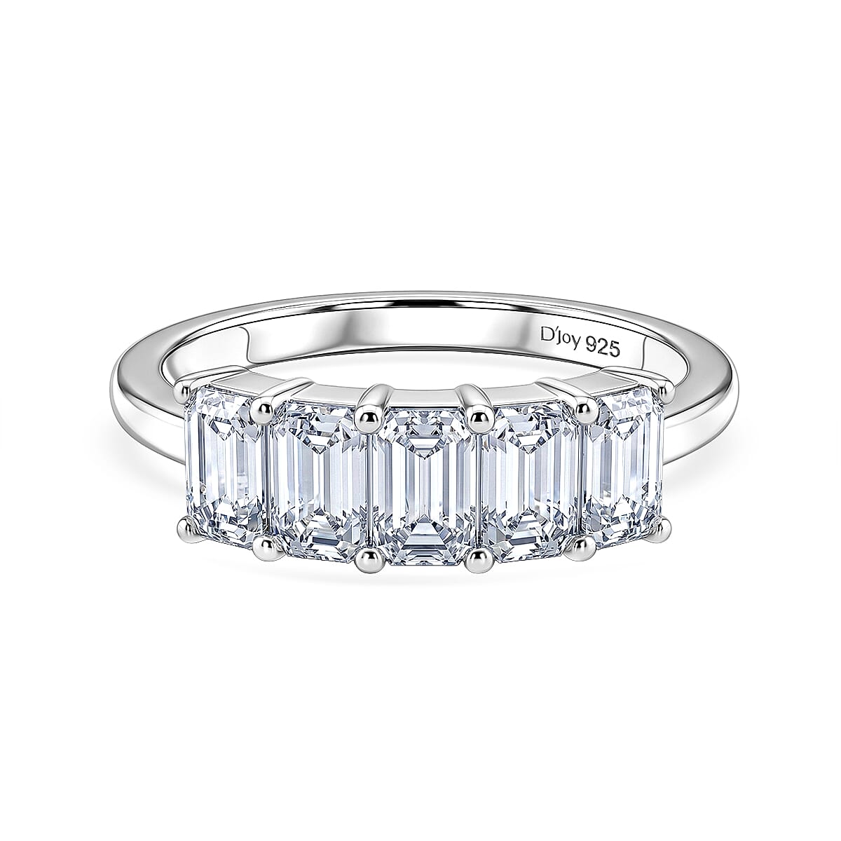 D'Joy - Moissanite 5 Stone Ring in Platinum Overlay Sterling Silver  1.37 Ct. V32592694 0