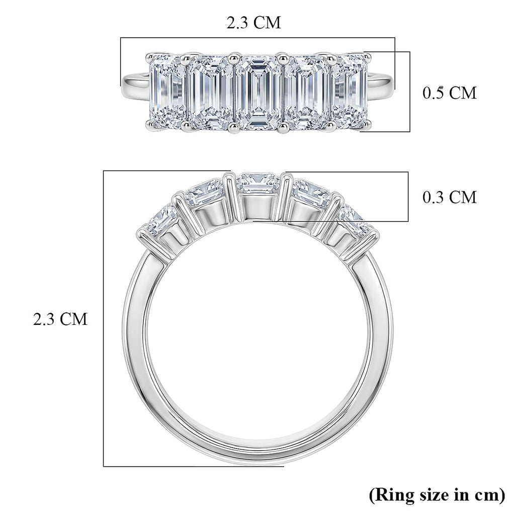 D'Joy - Moissanite 5 Stone Ring in Platinum Overlay Sterling Silver  1.37 Ct.