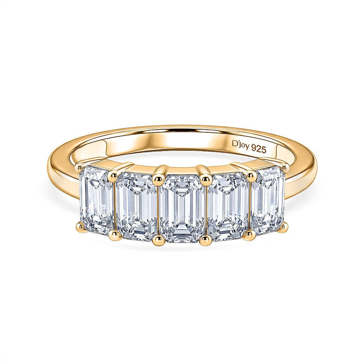 D'Joy - Moissanite 5 Stone Ring in Yellow Gold Plated Sterling Silver  1.37 Ct. 8547771 1
