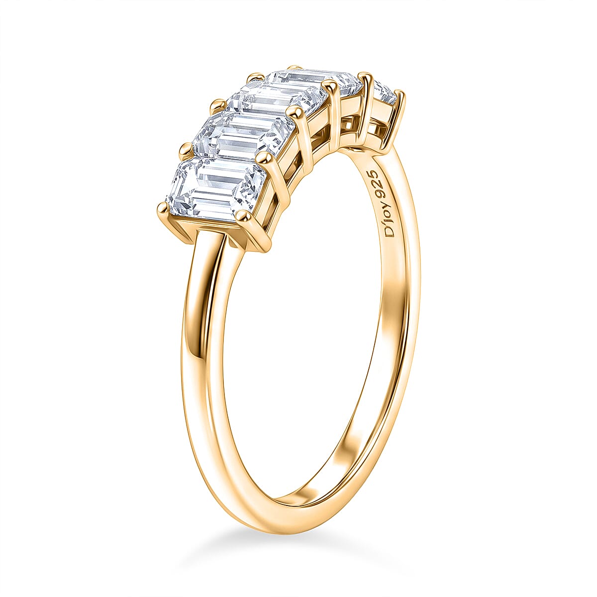 D'Joy - Moissanite 5 Stone Ring in Yellow Gold Plated Sterling Silver  1.37 Ct. 8547771 4