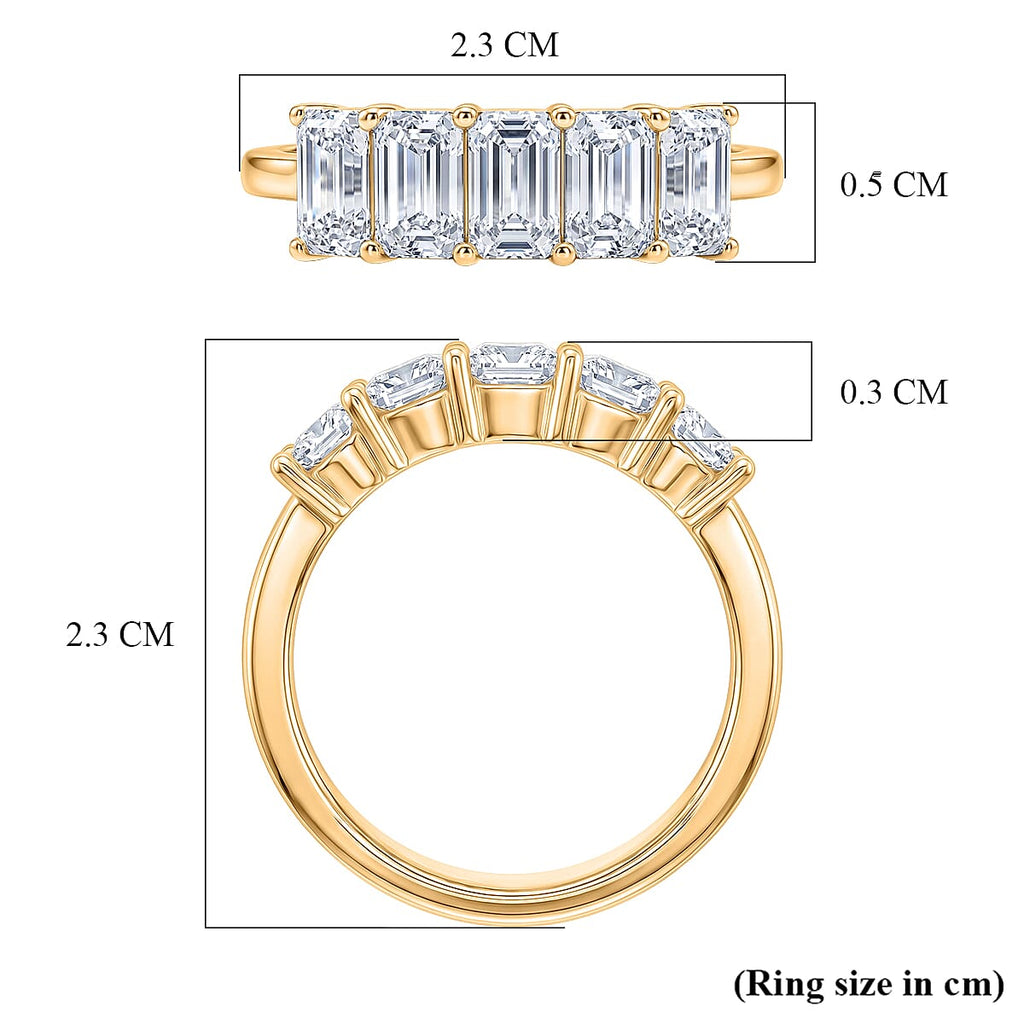 D'Joy - Moissanite 5 Stone Ring in Yellow Gold Plated Sterling Silver  1.37 Ct.