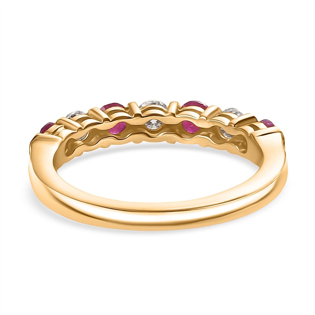 D'joy Ruby &amp; Moissanite 7 Stone Ring in 14K Yellow Gold Plating Sterling Silver 8241630 4