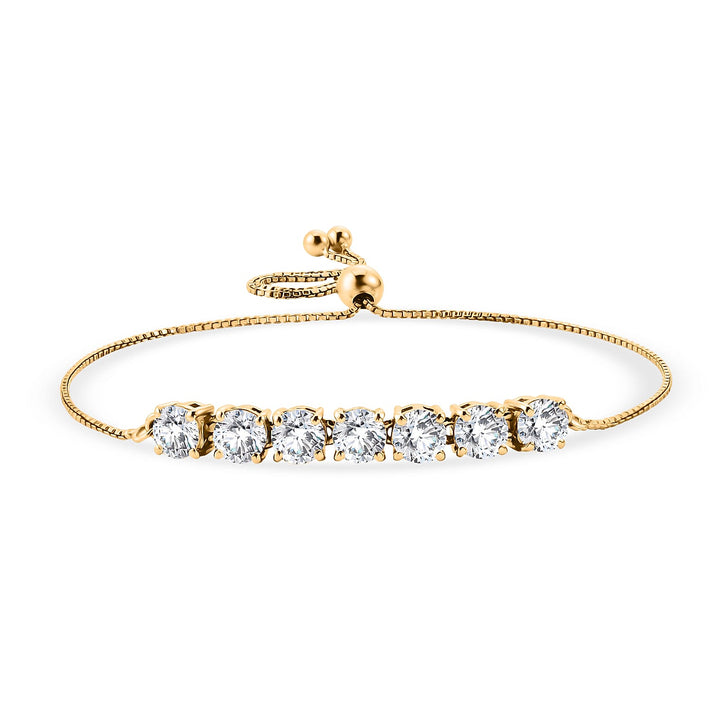 D'Joy - Moissanite Adjustable Chain Bracelet (Size - 10.5) in Yellow Gold Plated Sterling Silver 3.12 Ct. 8561885 1
