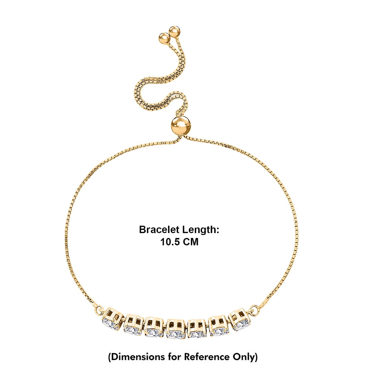 D'Joy - Moissanite Adjustable Chain Bracelet (Size - 10.5) in Yellow Gold Plated Sterling Silver 3.12 Ct. 8561885 5