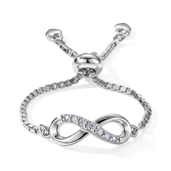 D'Joy - Moissanite Adjustable Infinity Ring in Rhodium Overlay Sterling Silver 8615641 1