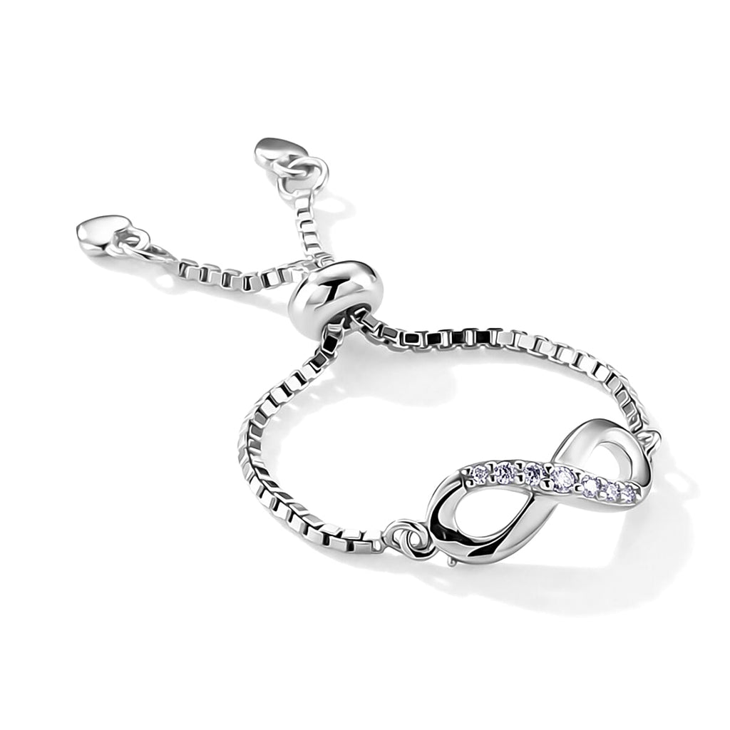 D'Joy - Moissanite Adjustable Infinity Ring in Rhodium Overlay Sterling Silver