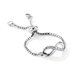D'Joy - Moissanite Adjustable Infinity Ring in Rhodium Overlay Sterling Silver
