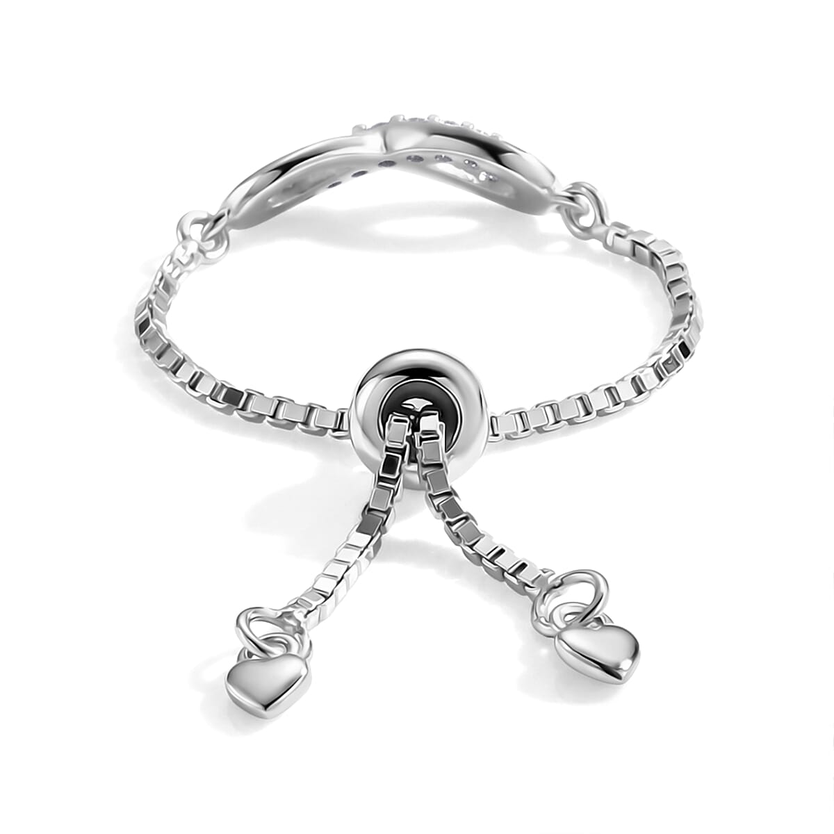 D'Joy - Moissanite Adjustable Infinity Ring in Rhodium Overlay Sterling Silver 8615641 5