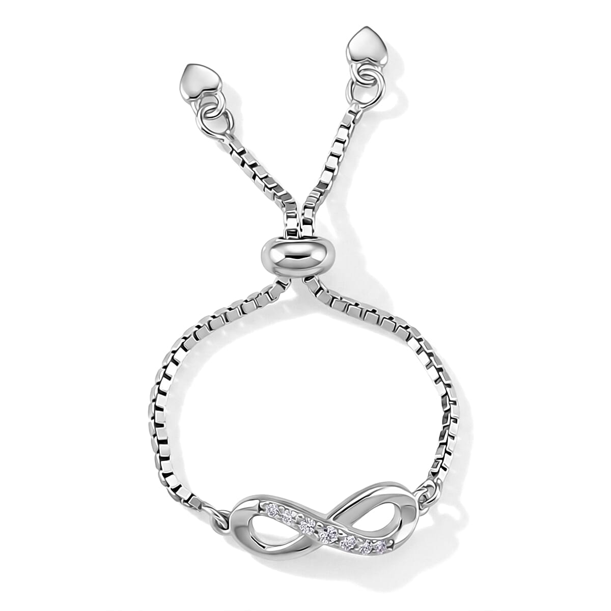 D'Joy - Moissanite Adjustable Infinity Ring in Rhodium Overlay Sterling Silver 8615641 6