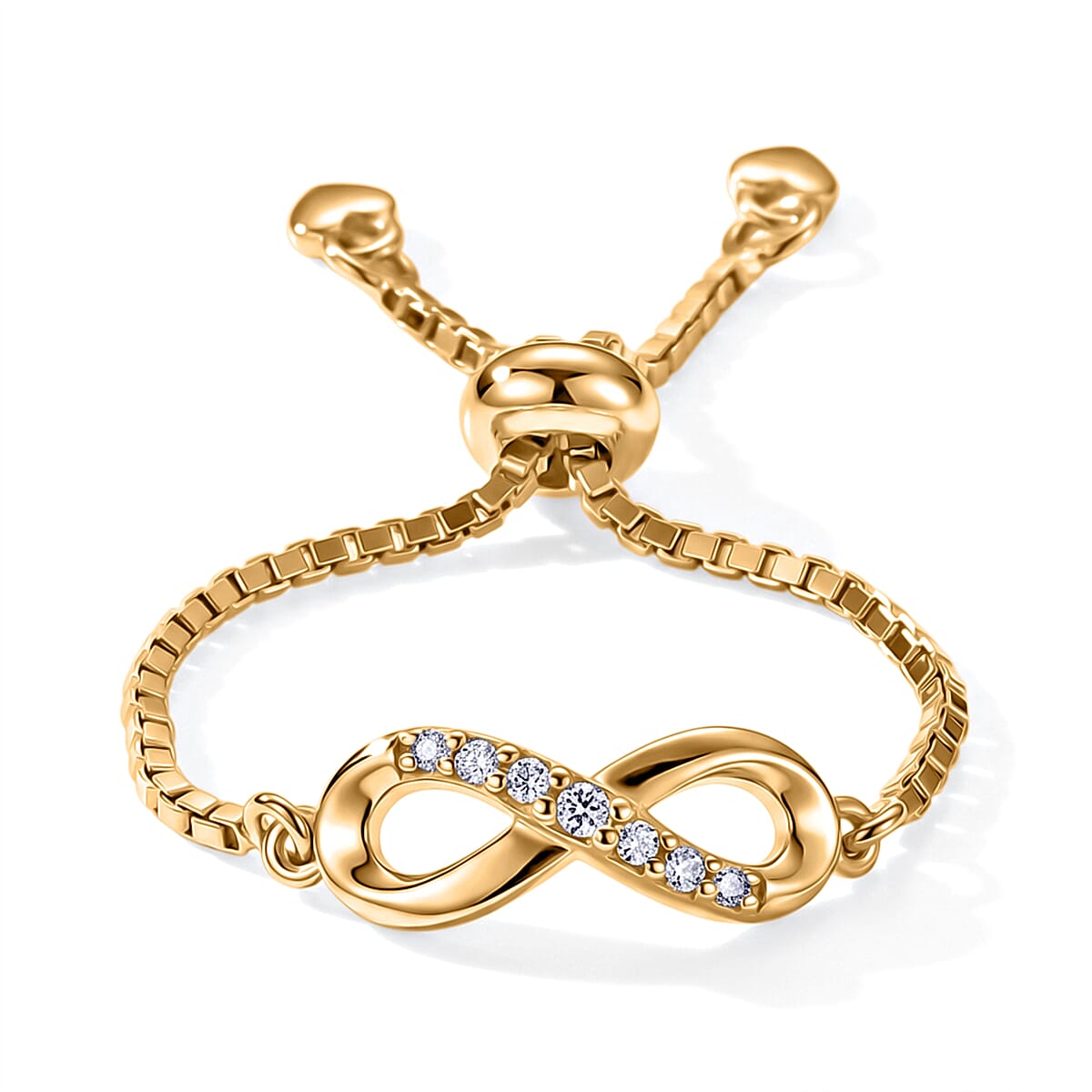 D'Joy - Moissanite Adjustable Infinity Ring in Yellow Gold Plated Sterling Silver V32523699 0