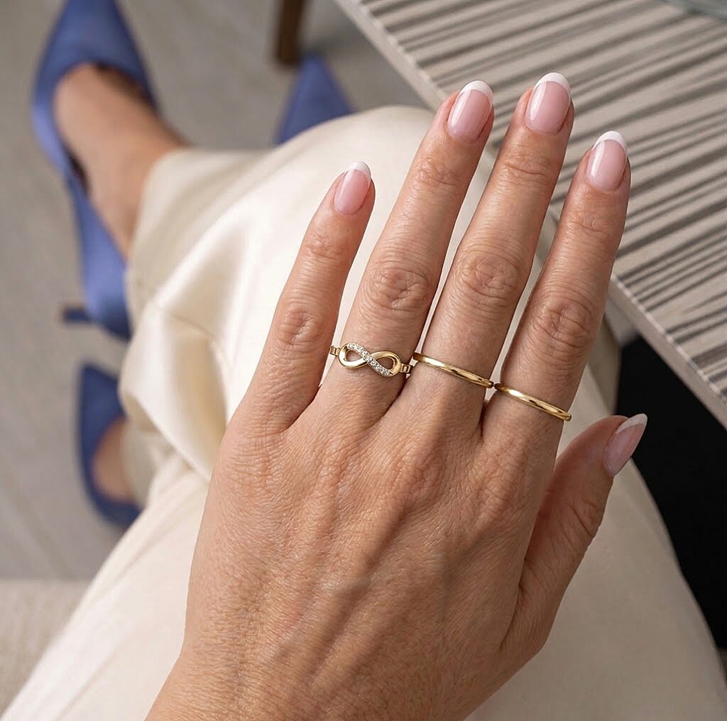 D'Joy - Moissanite Adjustable Infinity Ring in Yellow Gold Plated Sterling Silver V32523699 3