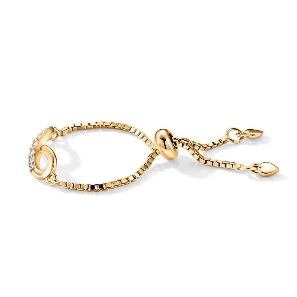 D'Joy - Moissanite Adjustable Infinity Ring in Yellow Gold Plated Sterling Silver V32523699 5