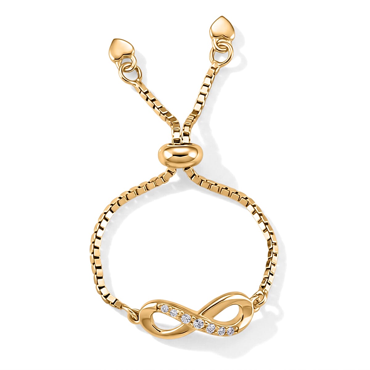 D'Joy - Moissanite Adjustable Infinity Ring in Yellow Gold Plated Sterling Silver V32523699 7
