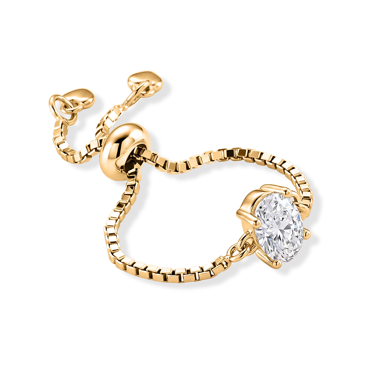 D'Joy - Moissanite Adjustable Solitaire Ring in Yellow Gold Plated Sterling Silver V32514044 4