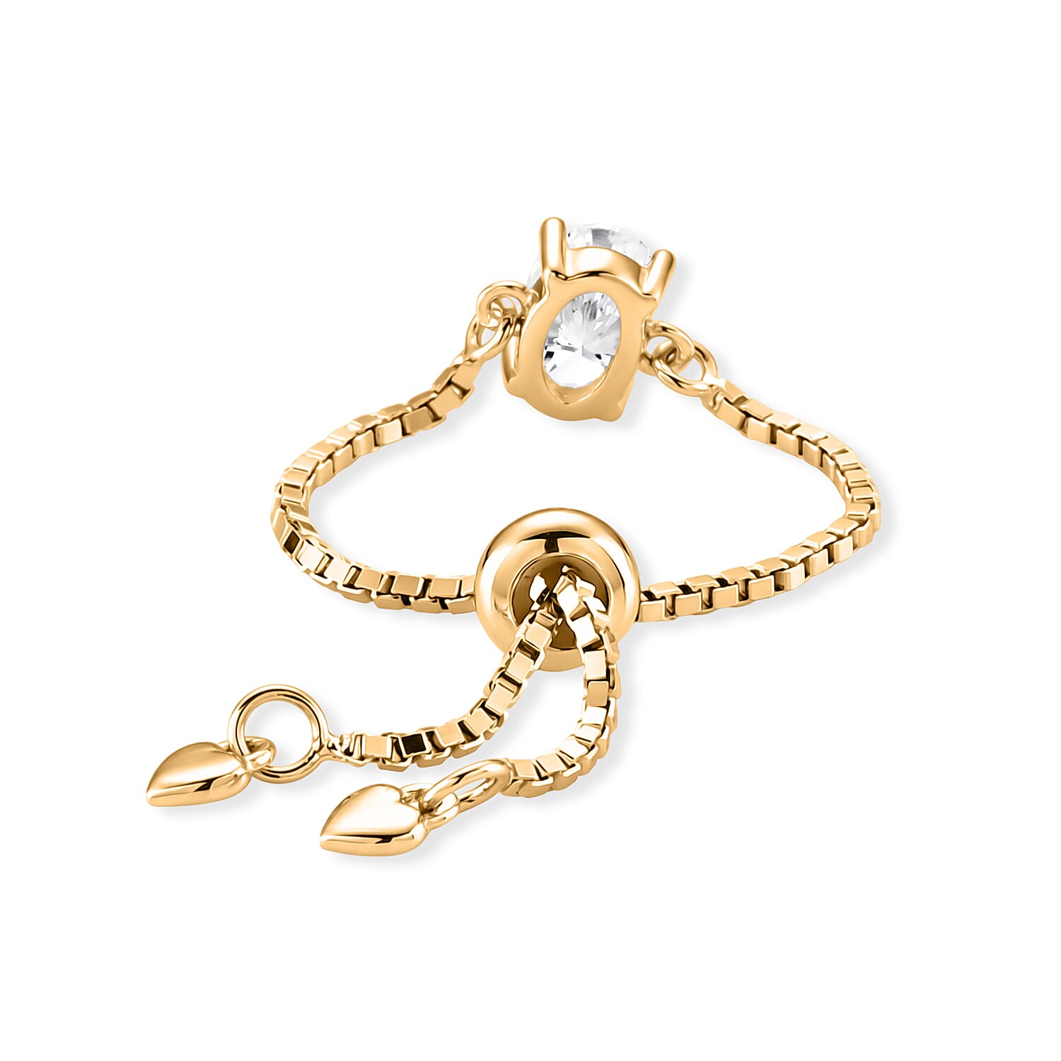 D'Joy - Moissanite Adjustable Solitaire Ring in Yellow Gold Plated Sterling Silver V32514044 6