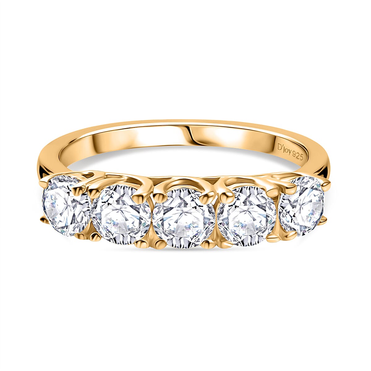 D'Joy Moissanite 5-Stone Ring in Yellow Gold Plated Sterling Silver 1.16 Ct. 8275549 0