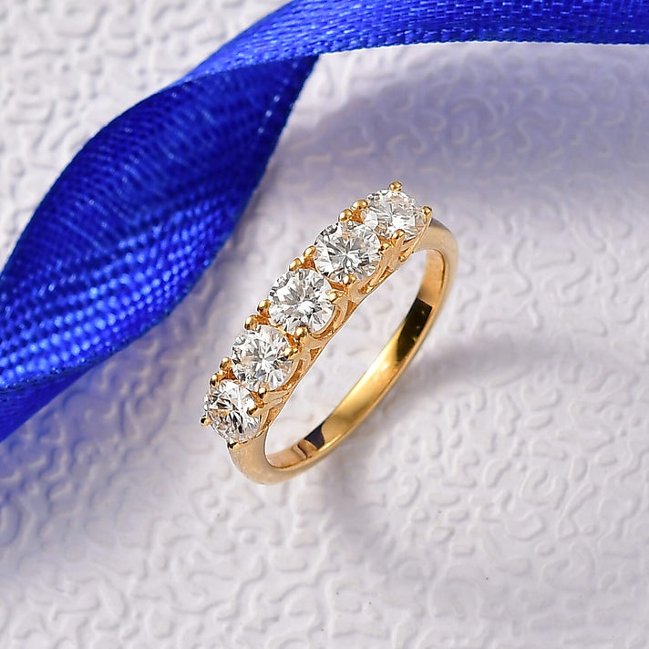 D'Joy Moissanite 5-Stone Ring in Yellow Gold Plated Sterling Silver 1.16 Ct. 8275549 2