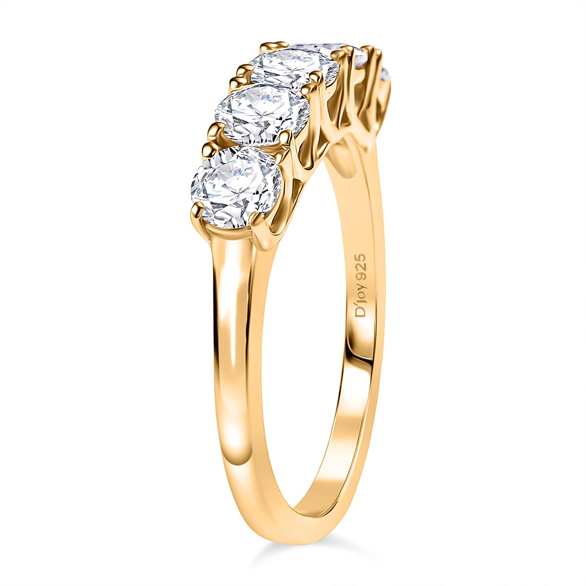 D'Joy Moissanite 5-Stone Ring in Yellow Gold Plated Sterling Silver 1.16 Ct. 8275549 4