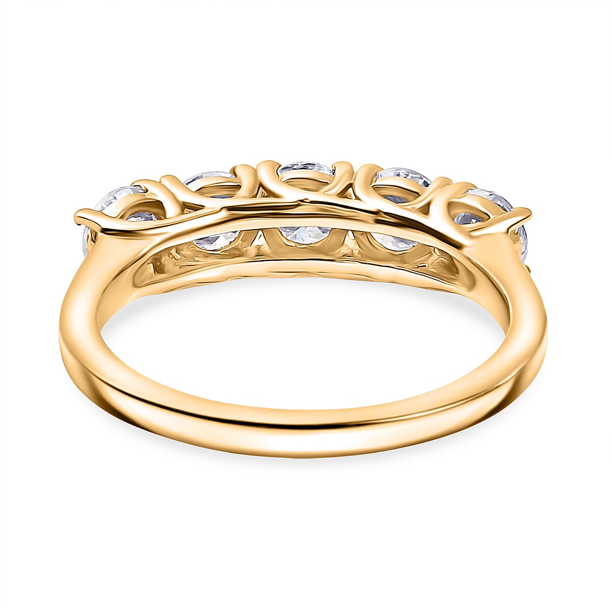 D'Joy Moissanite 5-Stone Ring in Yellow Gold Plated Sterling Silver 1.16 Ct. 8275549 5