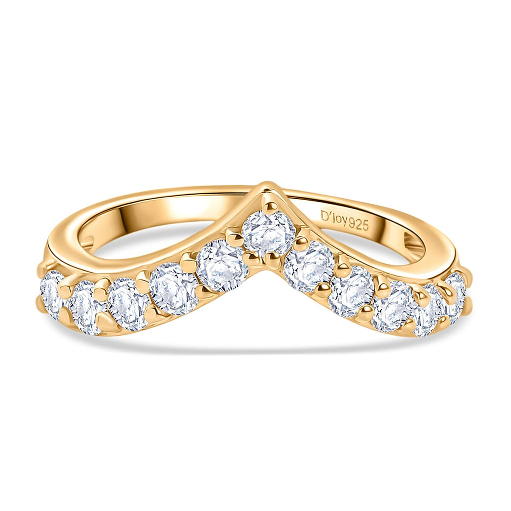 D'Joy Moissanite Band Ring in 18K Vermeil Yellow Gold Plated Sterling Silver
