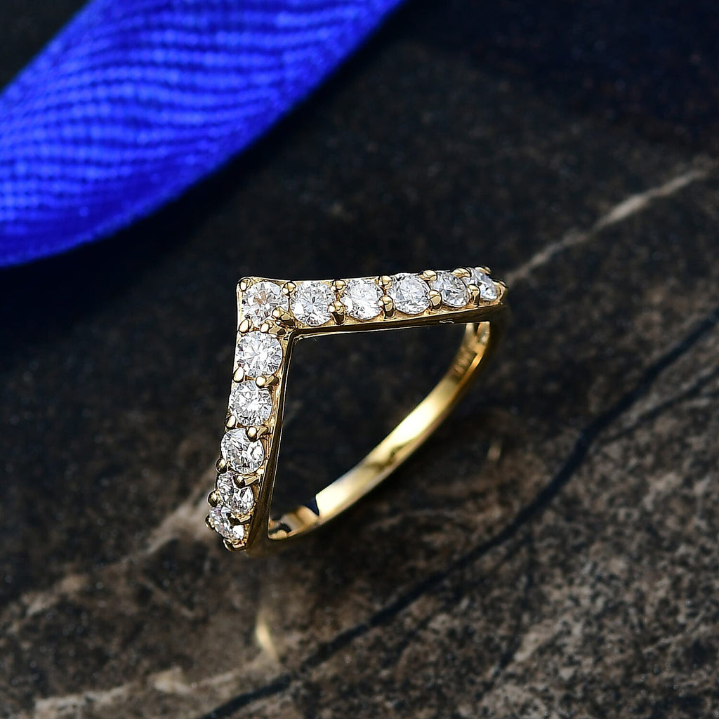 D'Joy Moissanite Band Ring in 18K Vermeil Yellow Gold Plated Sterling Silver