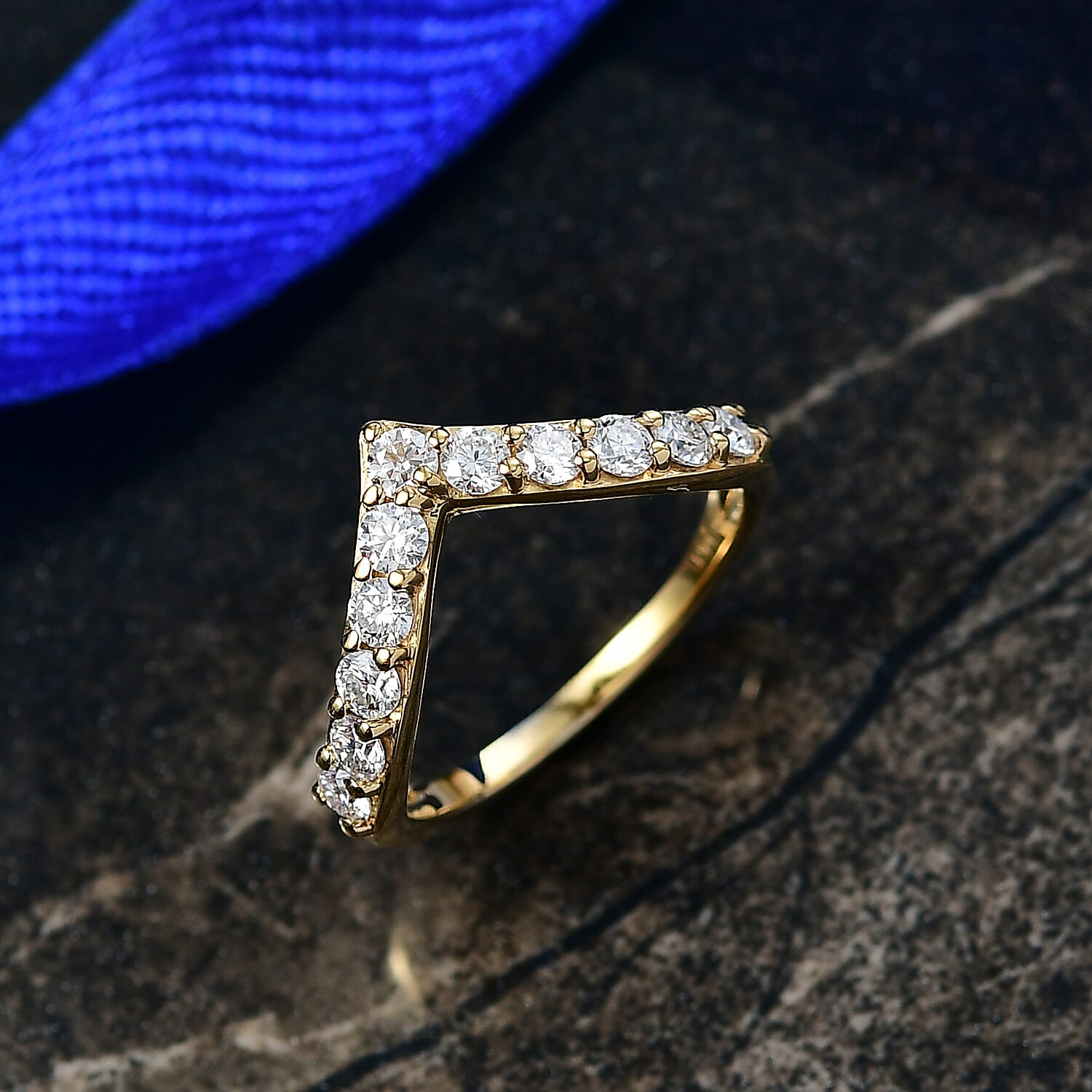 Moissanite Band Ring in 18K YG Vermeil Sterling Silver 8306371 2