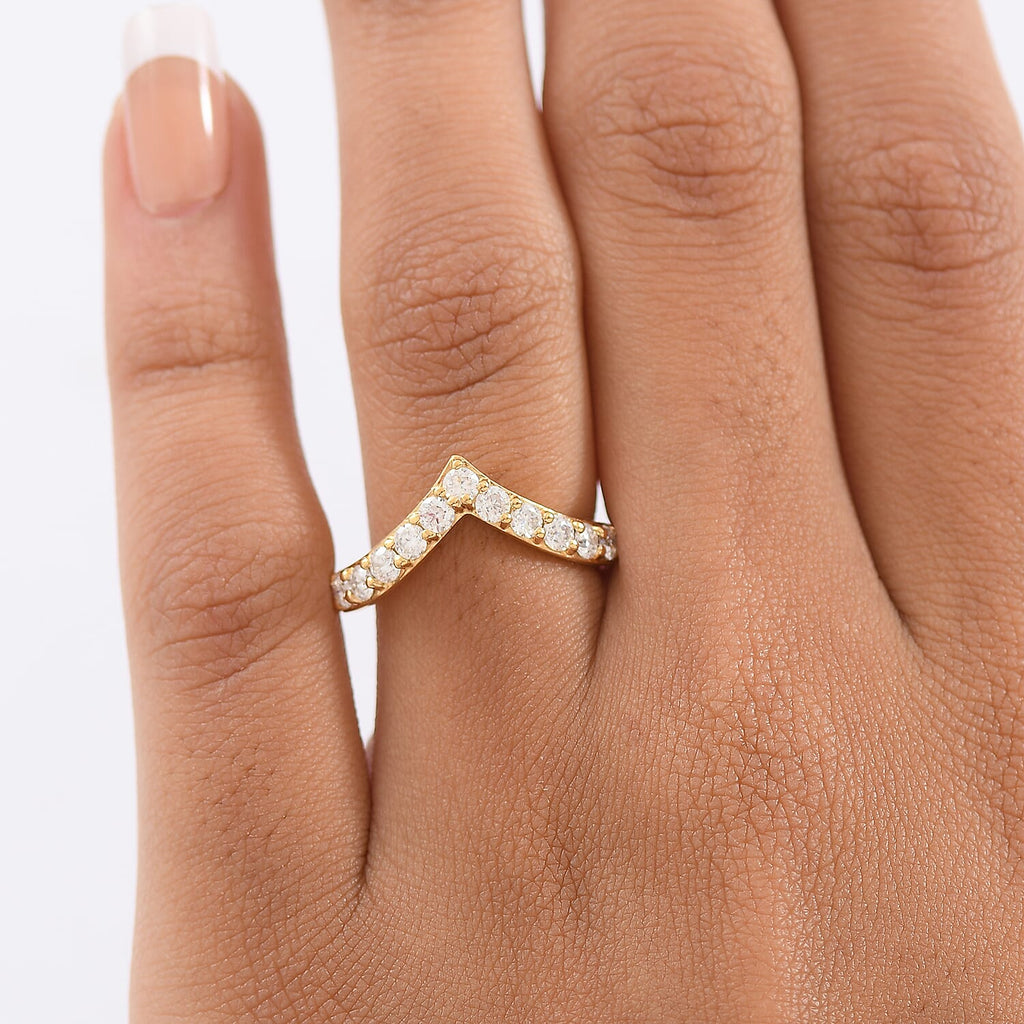 D'Joy Moissanite Band Ring in 18K Vermeil Yellow Gold Plated Sterling Silver