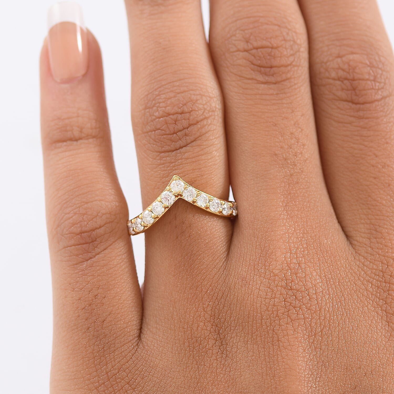Moissanite Band Ring in 18K YG Vermeil Sterling Silver 8306371 3