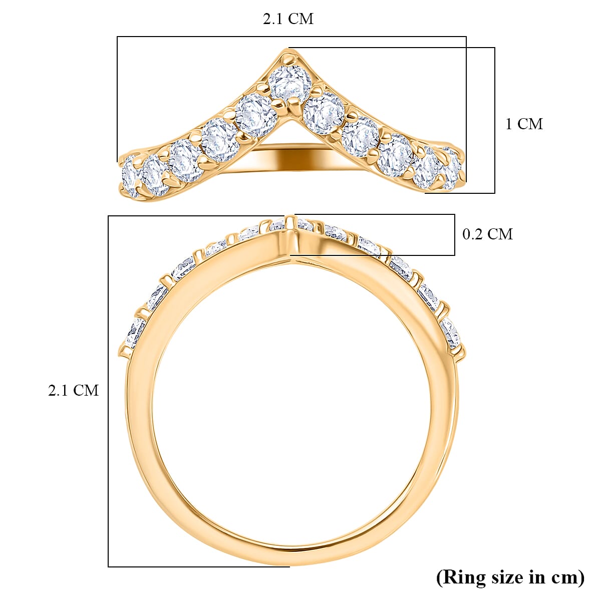 Moissanite Band Ring in 18K YG Vermeil Sterling Silver 8306371 6