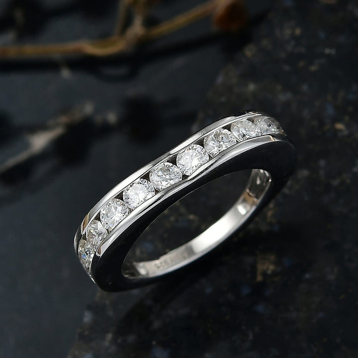 D'joy 1.2 Ct. Moissanite Band Ring in Platinum Sterling Silver 8250659 2