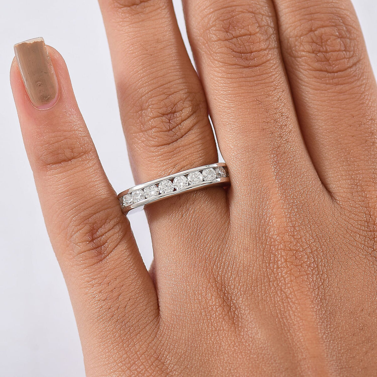 D'joy 1.2 Ct. Moissanite Band Ring in Platinum Sterling Silver V32604610 3