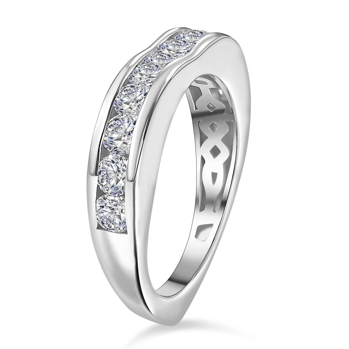 D'joy 1.2 Ct. Moissanite Band Ring in Platinum Sterling Silver V32604610 4