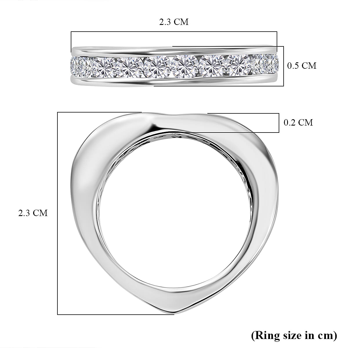 D'joy 1.2 Ct. Moissanite Band Ring in Platinum Sterling Silver V32604610 6