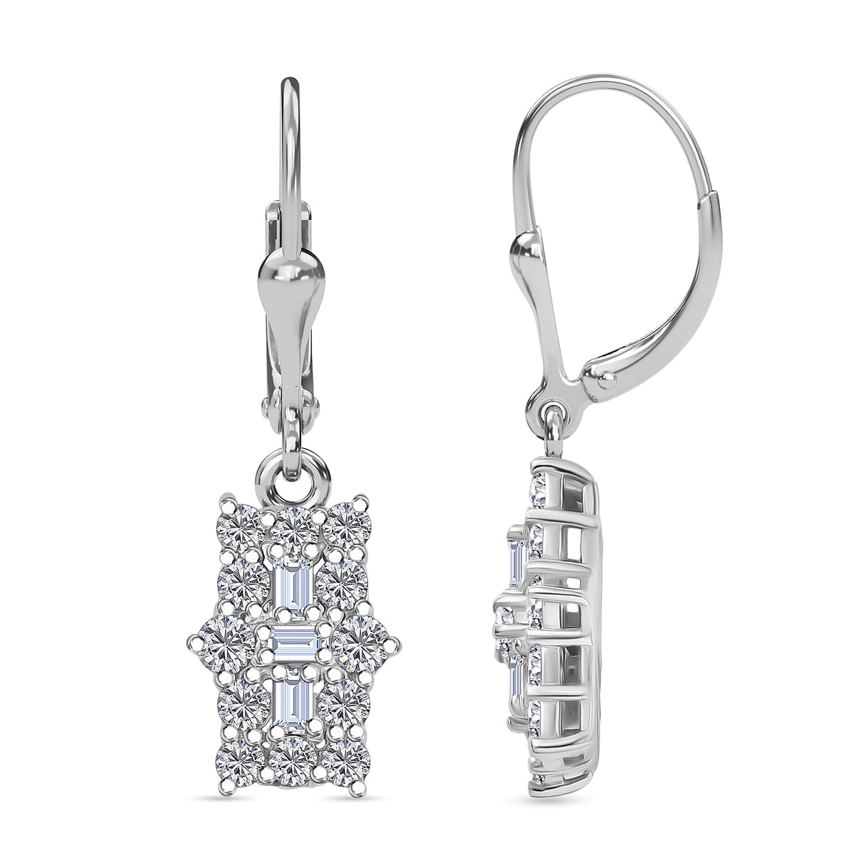 D'Joy Moissanite Boat Earring with Lever Back in Platinum Overlay Sterling Silver 8426363 0