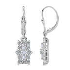D'Joy Moissanite Cluster Earring with Lever Back in Platinum Overlay Sterling Silver