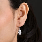 D'Joy Moissanite Cluster Earring with Lever Back in Platinum Overlay Sterling Silver