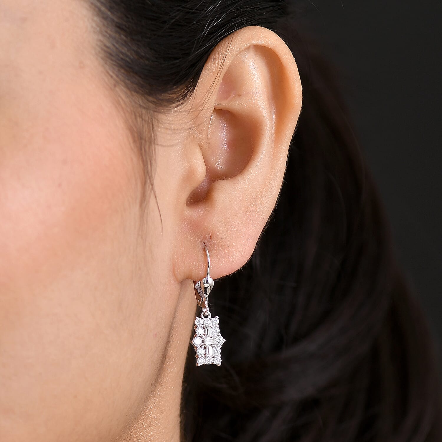 D'Joy Moissanite Boat Earring with Lever Back in Platinum Overlay Sterling Silver 8426363 2
