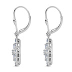 D'Joy Moissanite Cluster Earring with Lever Back in Platinum Overlay Sterling Silver