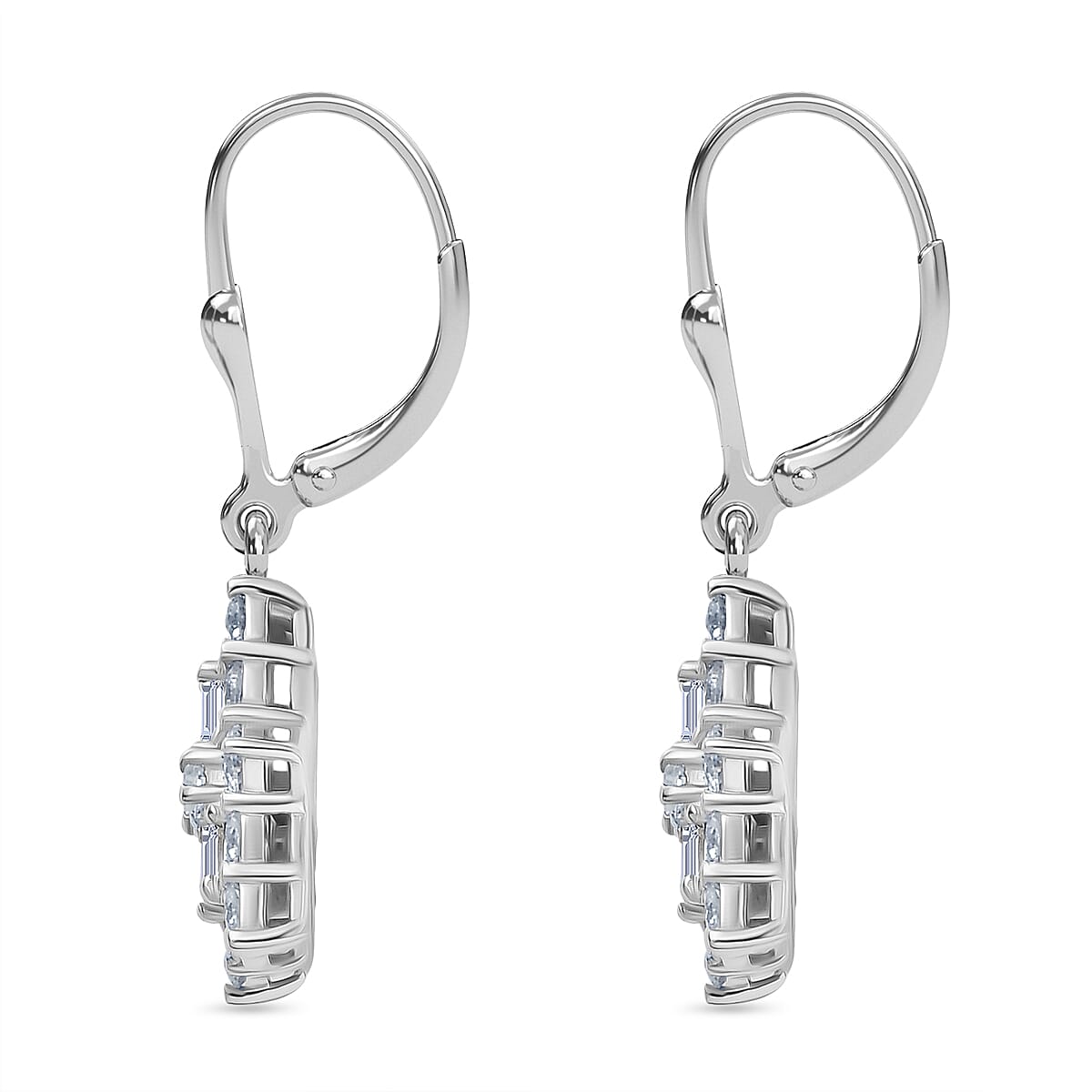 D'Joy Moissanite Boat Earring with Lever Back in Platinum Overlay Sterling Silver 8426363 4