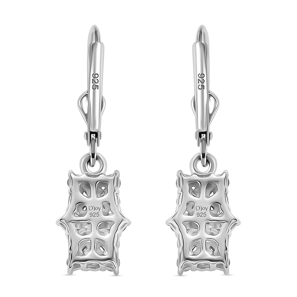 D'Joy Moissanite Cluster Earring with Lever Back in Platinum Overlay Sterling Silver