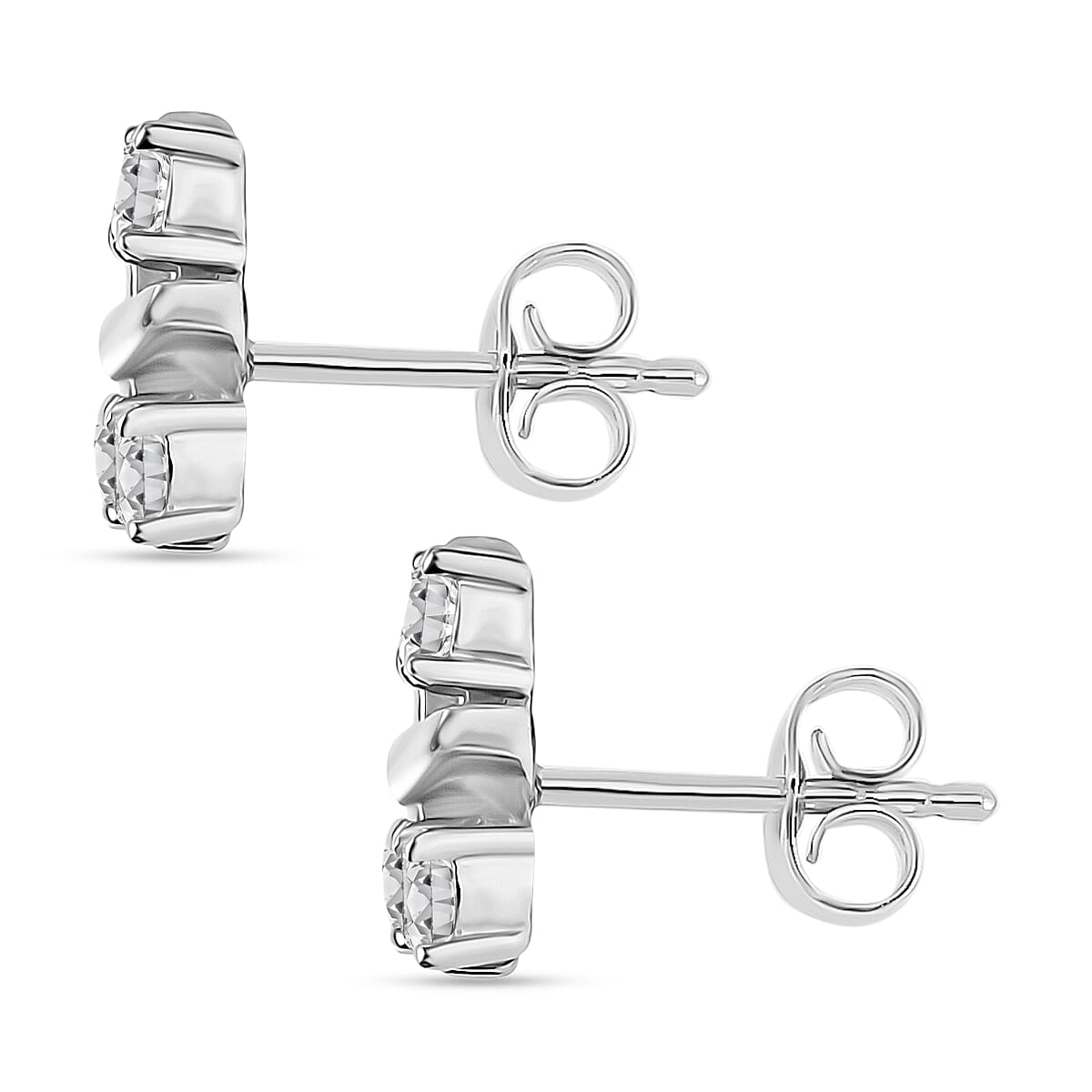 D'Joy Moissanite Cluster Earring with Push Back in Platinum Overlay Sterling Silver 8435030 4