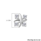 D'Joy Moissanite Cluster Earring with Push Back in Platinum Overlay Sterling Silver