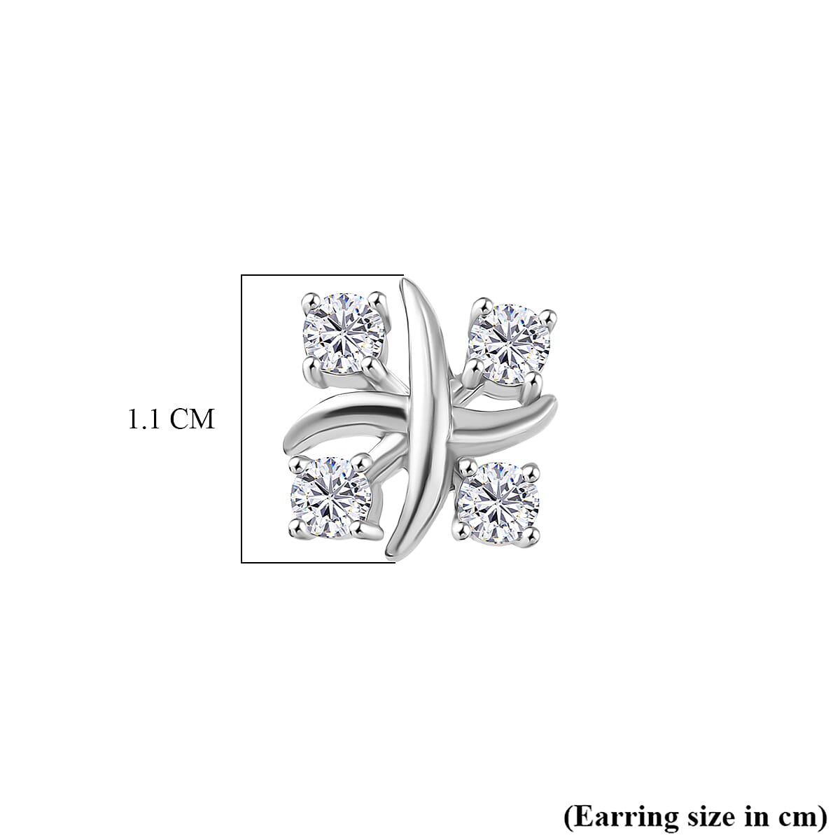 D'Joy Moissanite Cluster Earring with Push Back in Platinum Overlay Sterling Silver 8435030 5