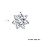 D'Joy - Moissanite Floral Cluster Earring with Push Back in Platinum Overlay Sterling Silver 1.62 Ct.