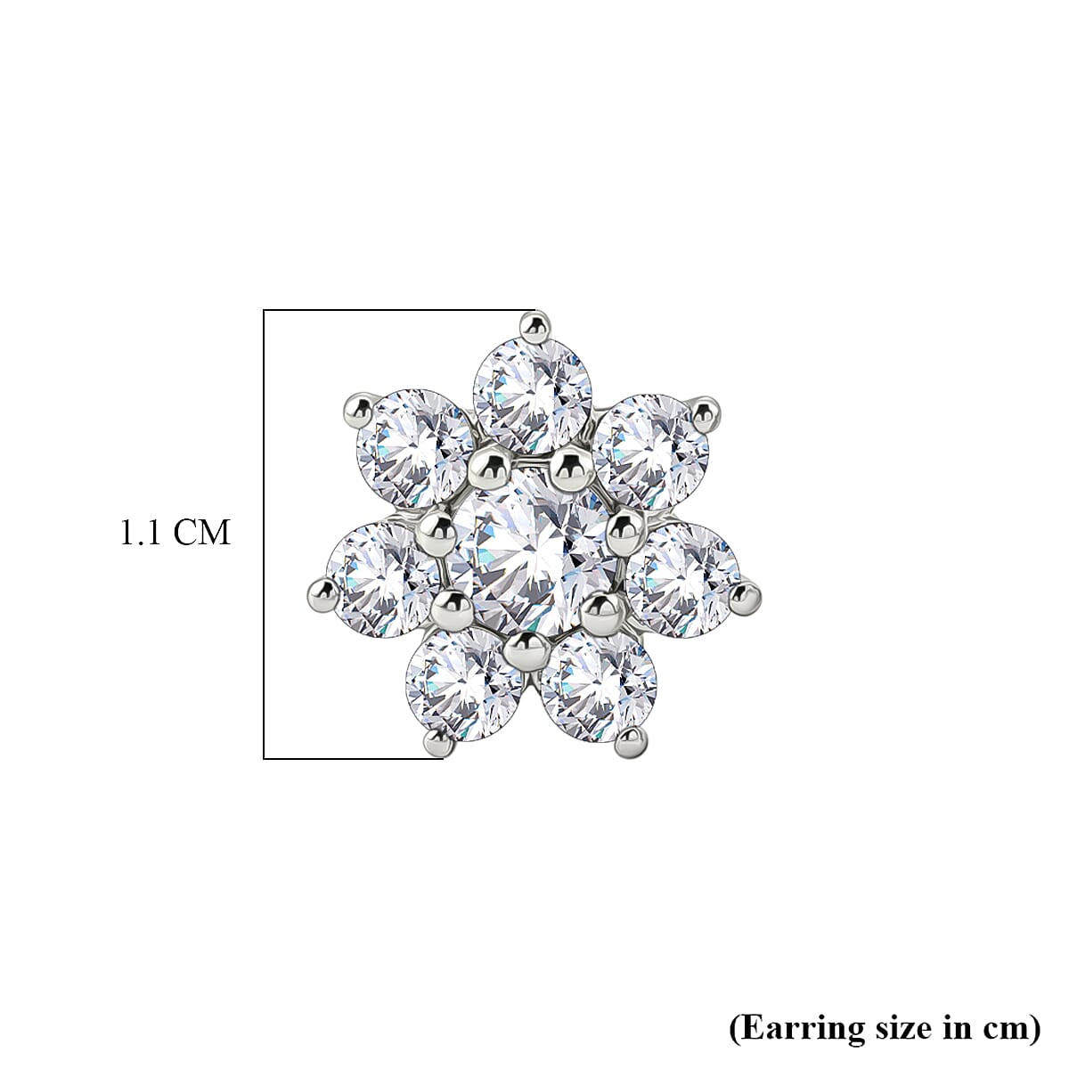 D'Joy - Moissanite Floral Cluster Earring with Push Back in Platinum Overlay Sterling Silver 1.62 Ct. V32528236 5