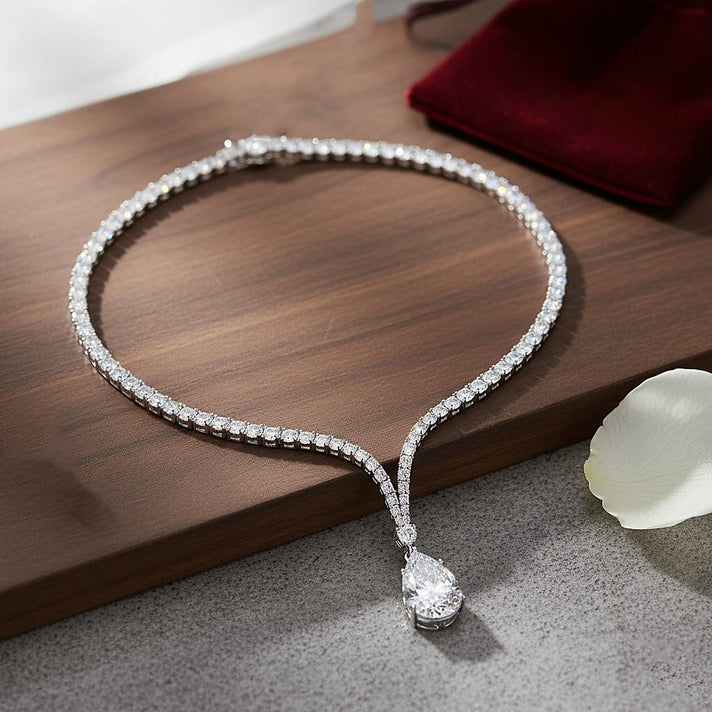Hatton Garden Close Out- Moissanite Cluster Necklace (Size - 18) in Rhodium Overlay Sterling Silver 58.43 Ct, Silver Wt. 30.00 Gms. 8413440 2